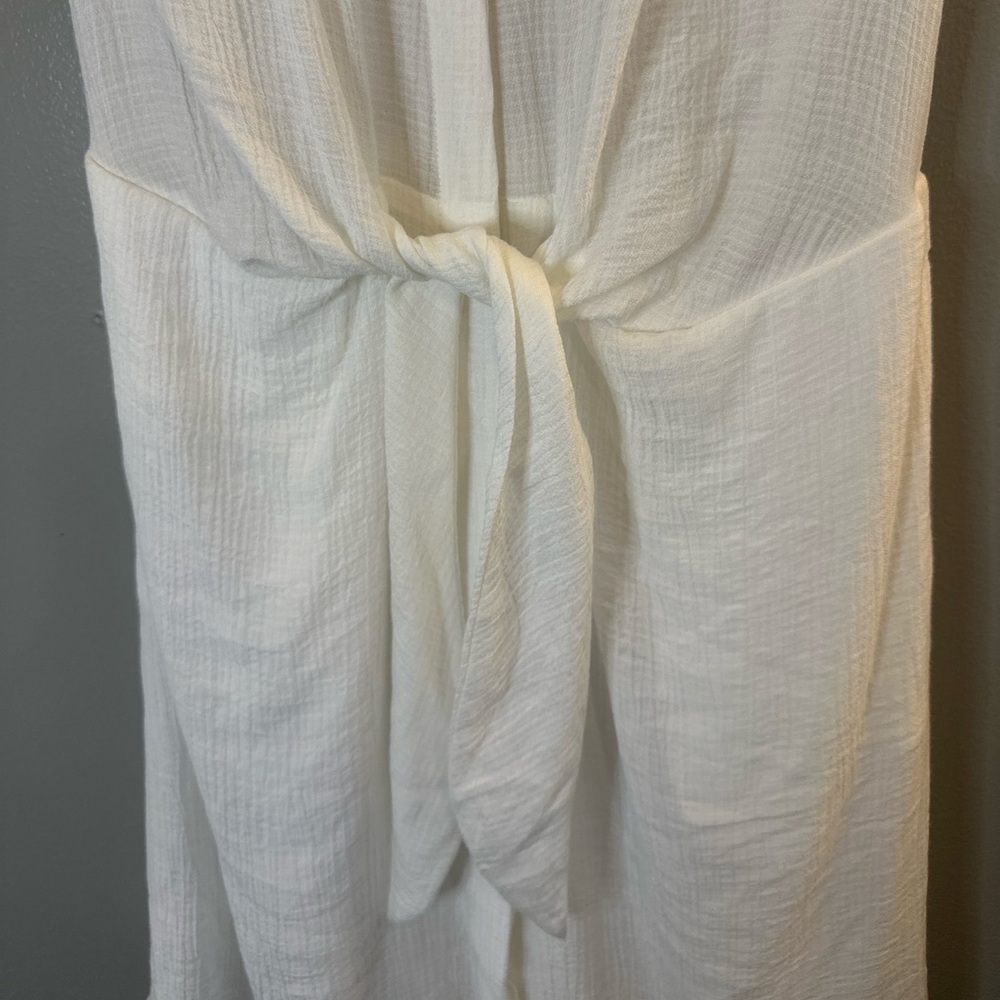 Brochu Walker White Belted Shirt Dress Sleeveless Gauze Mini Pockets Lined S - Picture 6 of 8